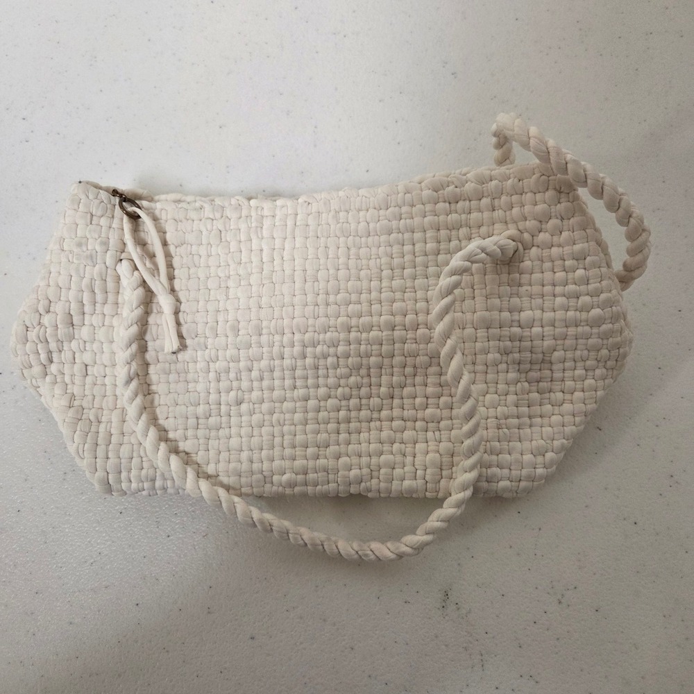 Skyland Crafts Vintage Cream Woven Nylon Braided Rope Shoulder Bag NC USA